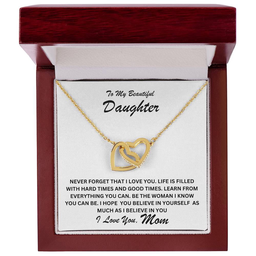 Daughter- Believe in yourself-Interlocking Hearts Necklace