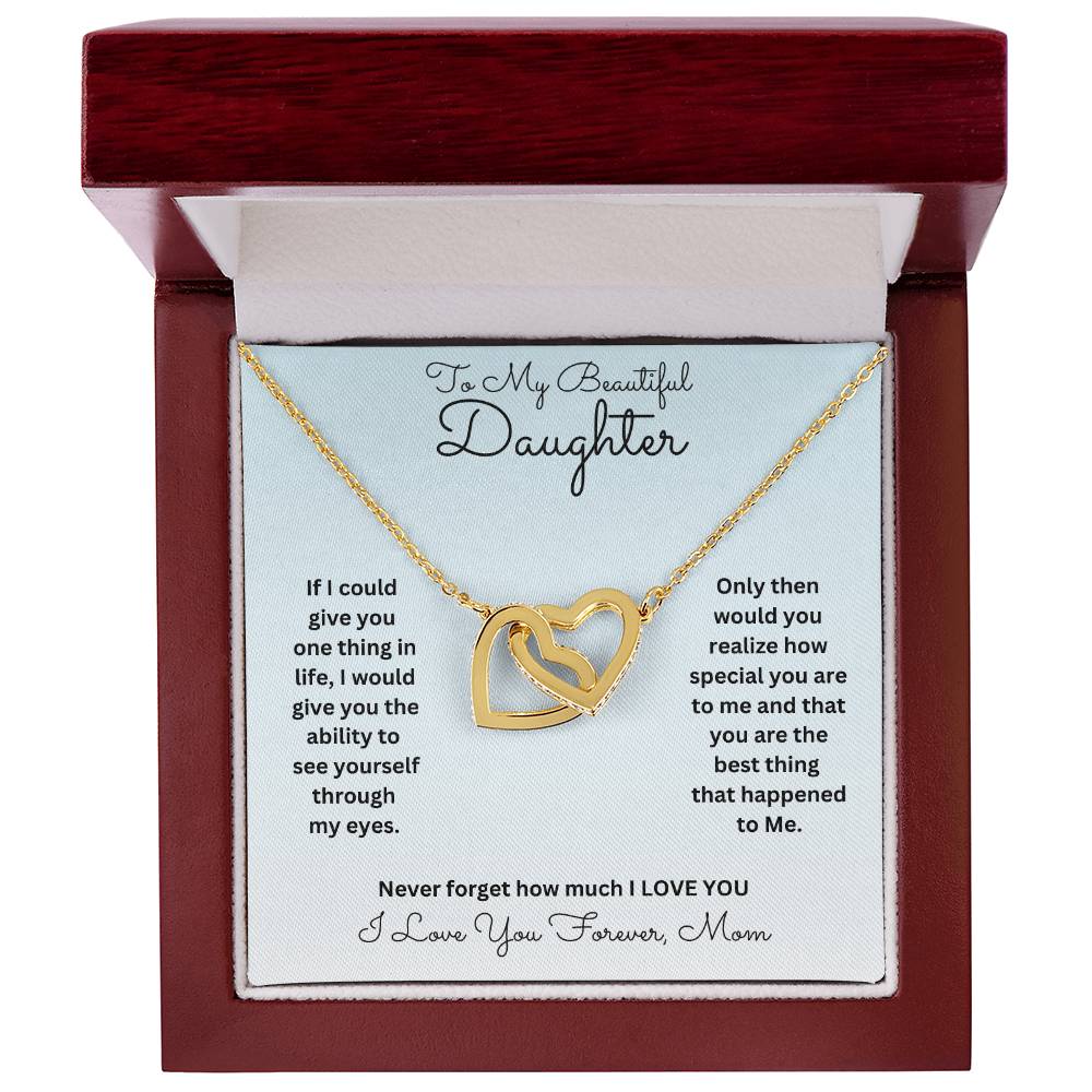 Daughter- One thing in life-Interlocking Hearts Necklace