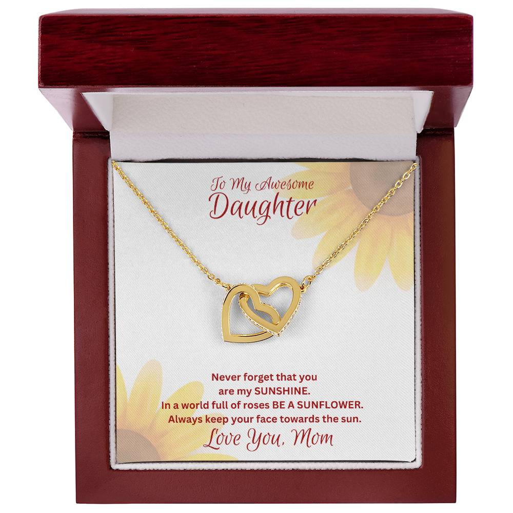 Daughter- You are my sunshine -Interlocking Hearts Necklace