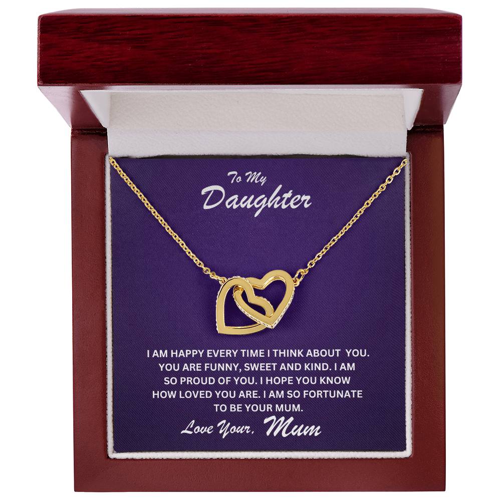 Daughter- Fortunate to be your mum-Interlocking Hearts Necklace