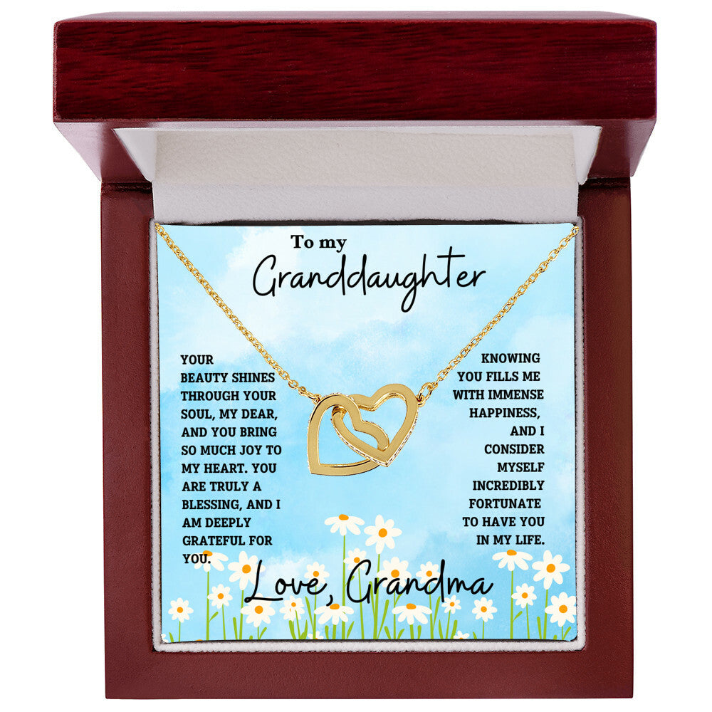 Granddaughter- Beauty shines through -Interlocking Hearts Necklace