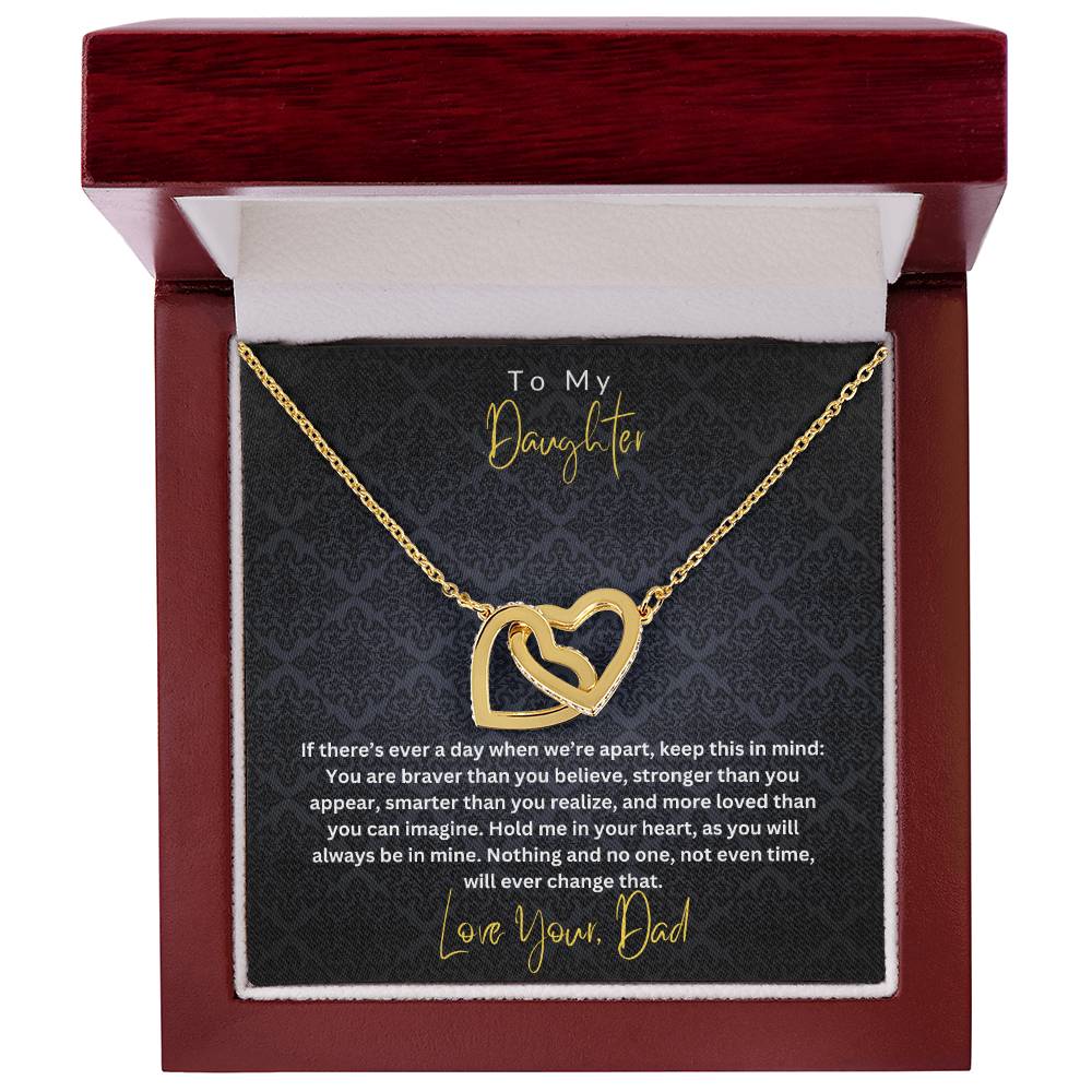 Daughter- Braver than you believe -Interlocking Hearts Necklace