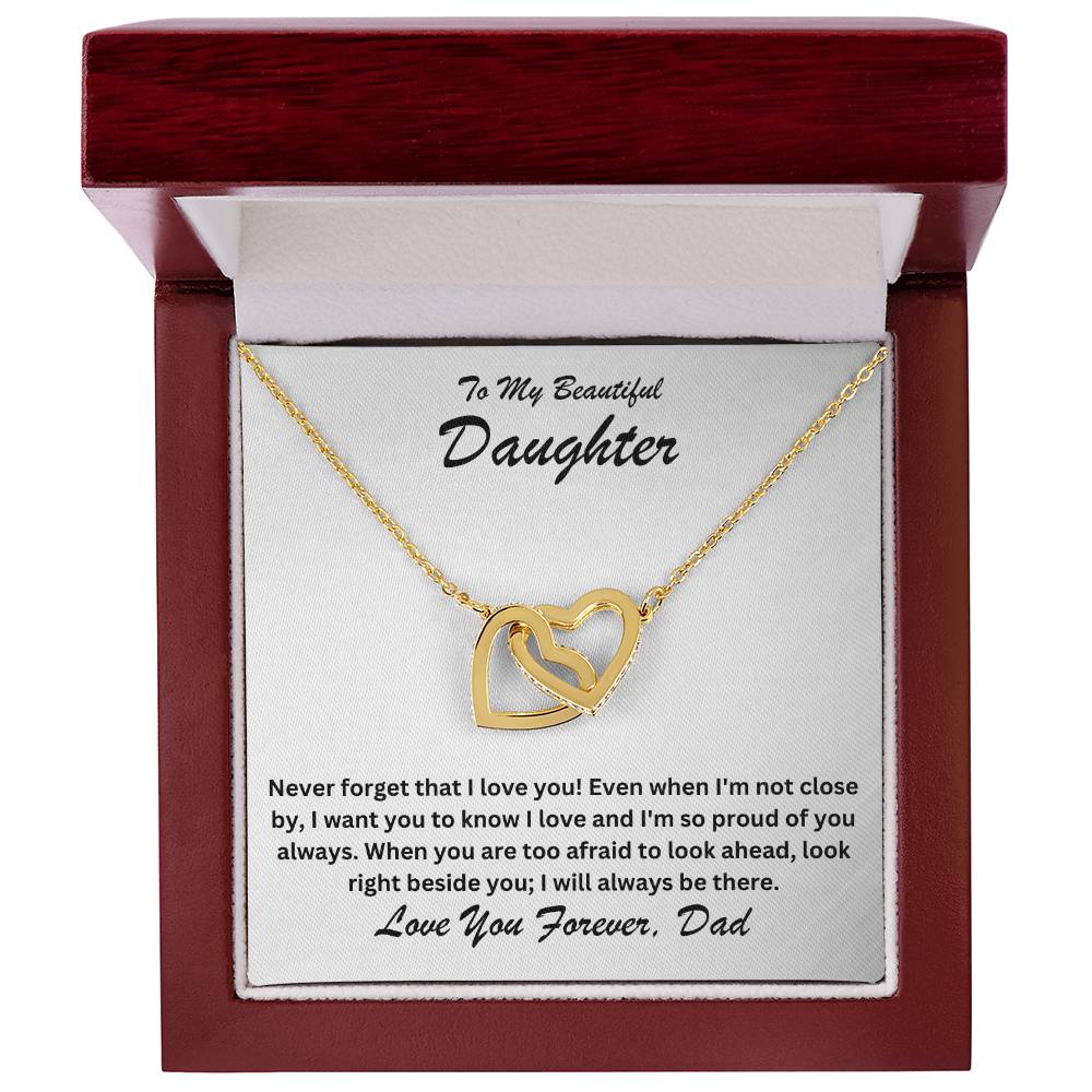 Daughter- Right beside you-Interlocking Hearts Necklace