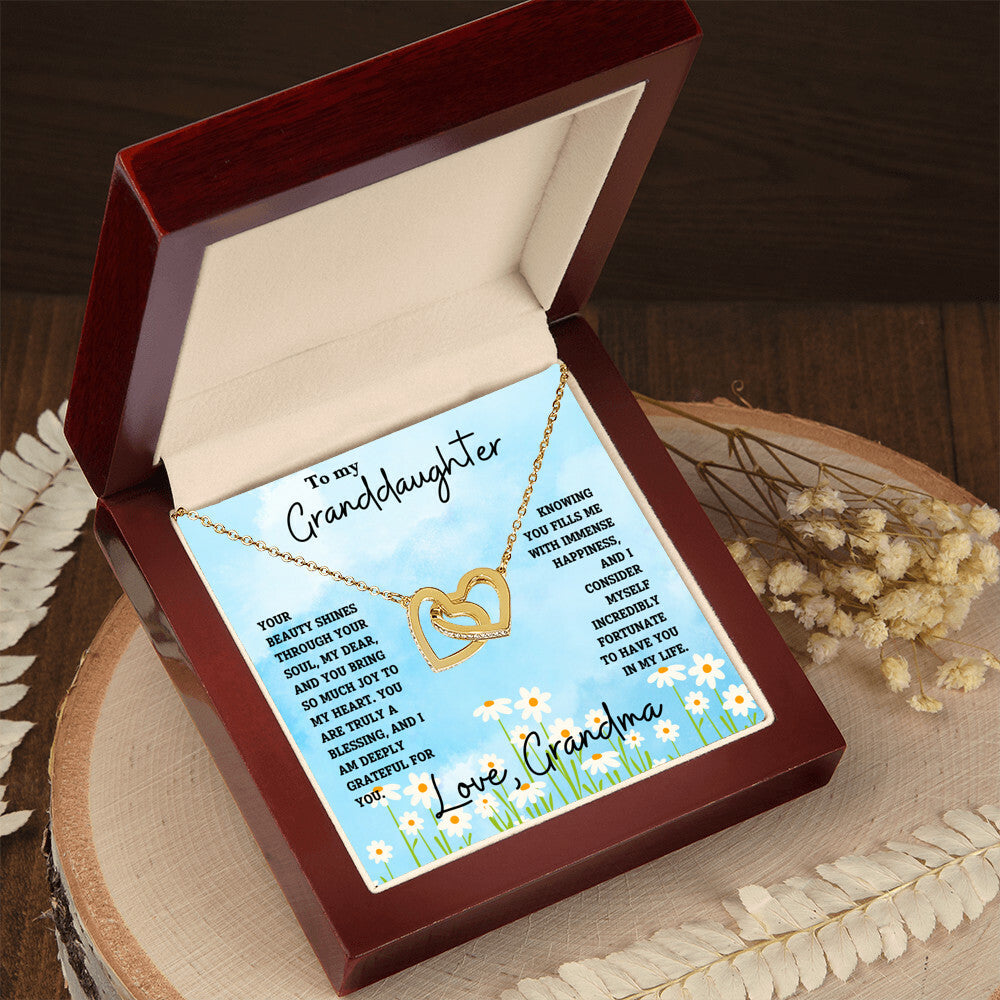 Granddaughter- Beauty shines through -Interlocking Hearts Necklace