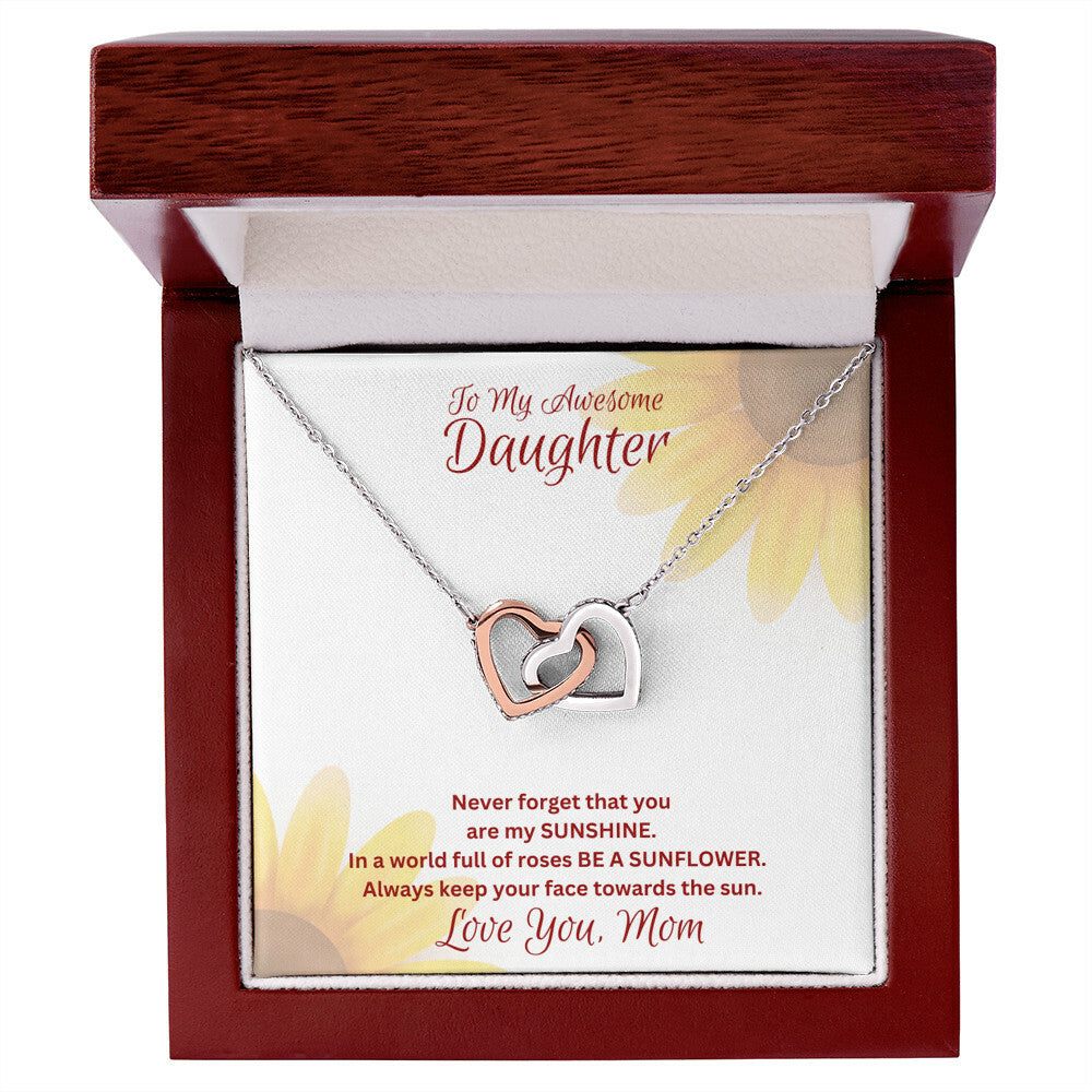 Daughter- You are my sunshine -Interlocking Hearts Necklace