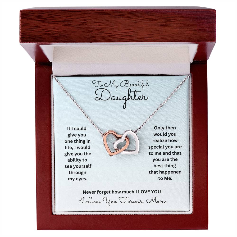 Daughter- One thing in life-Interlocking Hearts Necklace