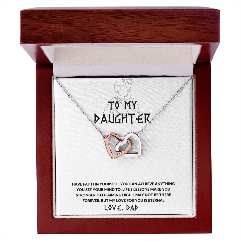 Daughter- Have faith in yourself-Interlocking Hearts Necklace