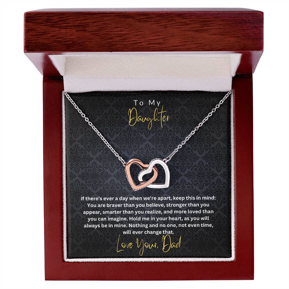 Daughter- Braver than you believe -Interlocking Hearts Necklace