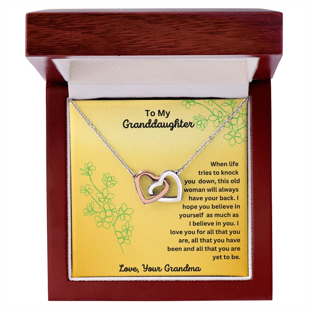 Granddaughter- Always have your back-Interlocking Hearts Necklace