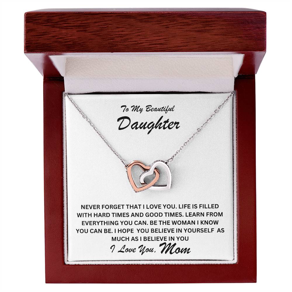 Daughter- Believe in yourself-Interlocking Hearts Necklace