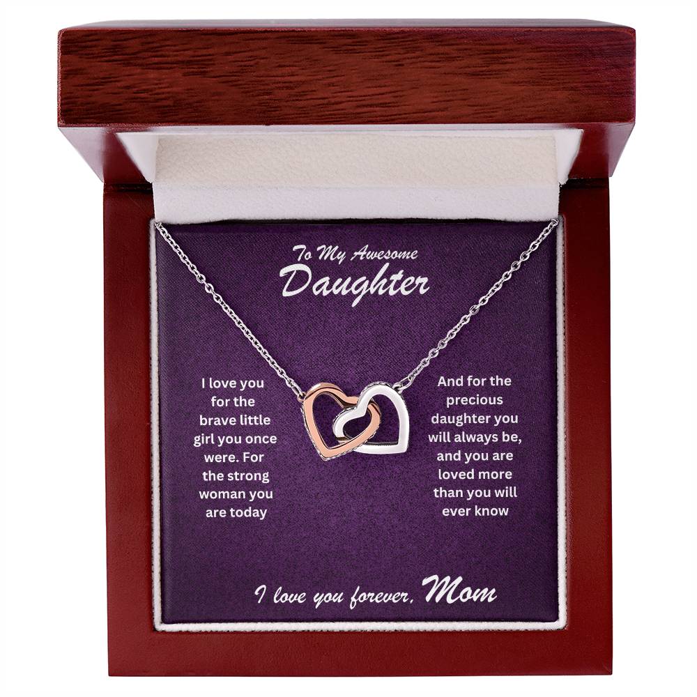 Daughter- Strong woman you are -Interlocking Hearts Necklace