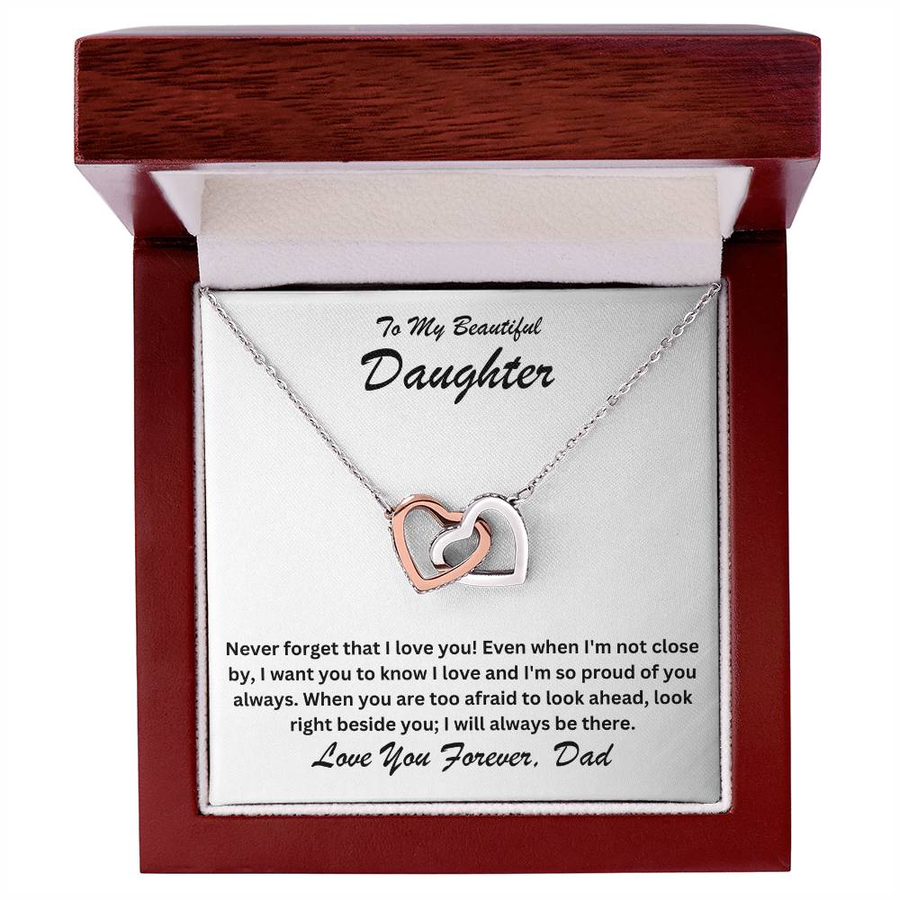 Daughter- Right beside you-Interlocking Hearts Necklace