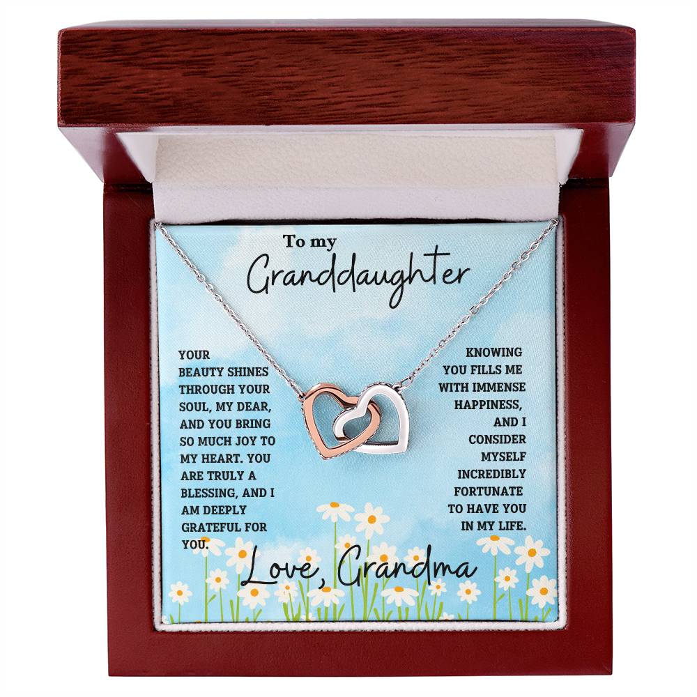 Granddaughter- Beauty shines through -Interlocking Hearts Necklace