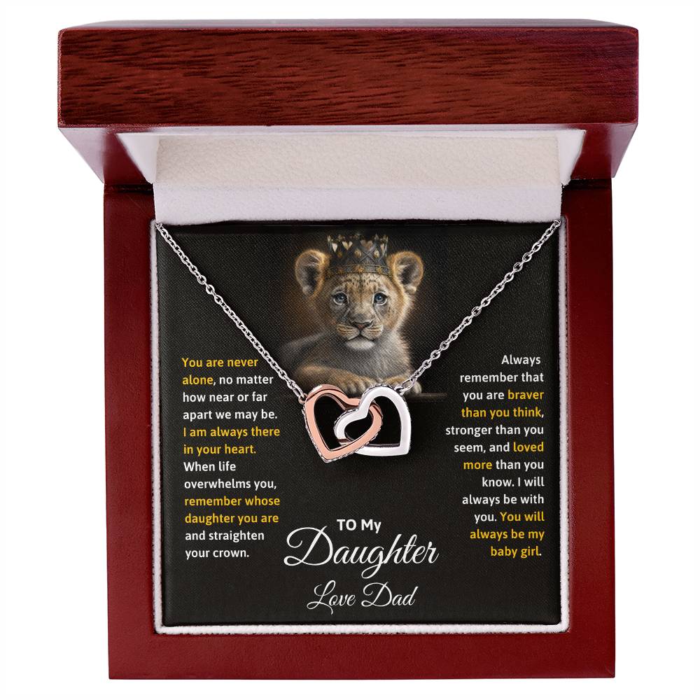 Daughter- Straighten your crown-Interlocking Hearts Necklace