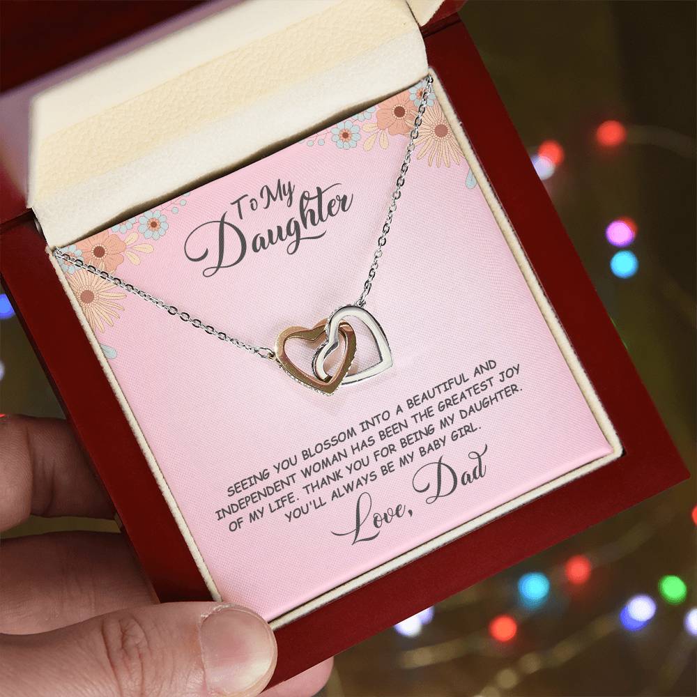 Daughter- Seeing you blossom -Interlocking Hearts Necklace