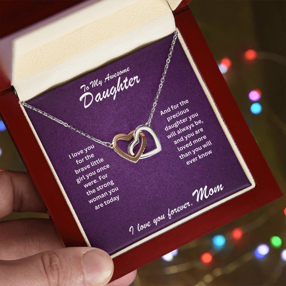 Daughter- Strong woman you are -Interlocking Hearts Necklace