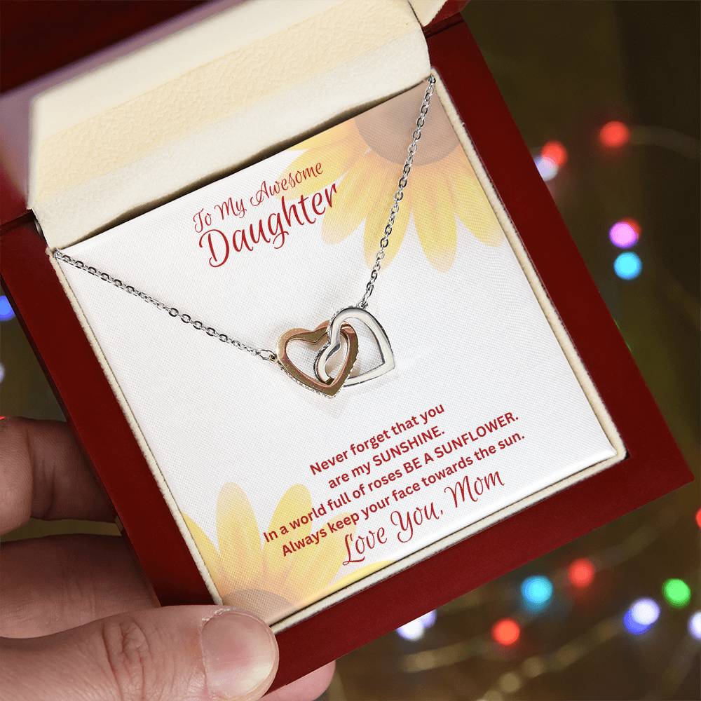 Daughter- You are my sunshine -Interlocking Hearts Necklace