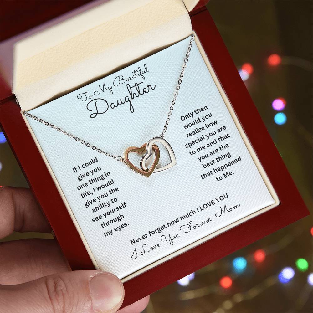 Daughter- One thing in life-Interlocking Hearts Necklace