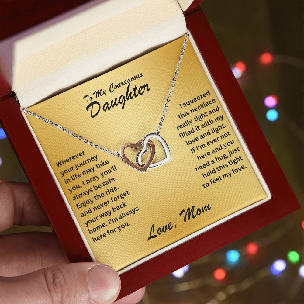 Daughter- Journey in life-Interlocking Hearts Necklace