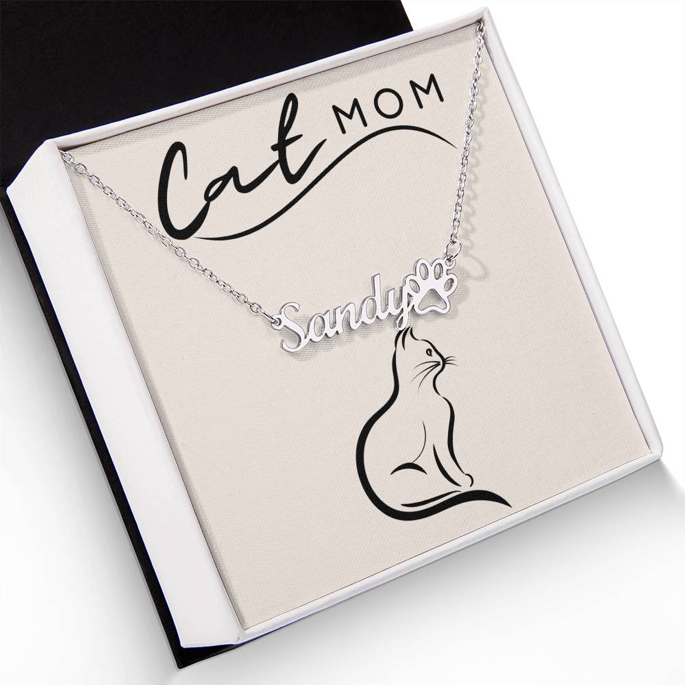 Cat Mom -Customized necklace with paw