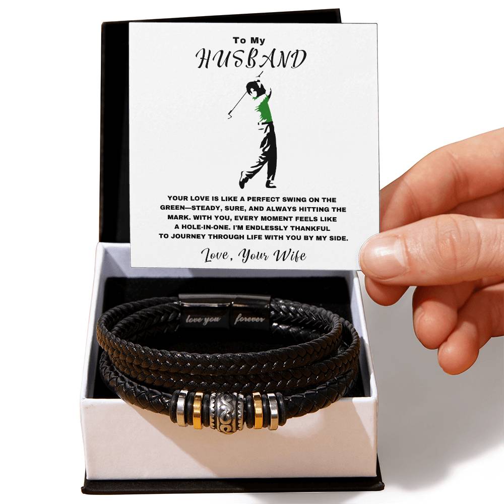 Husband- Hole-in-one-Men's "Love You Forever" Bracelet