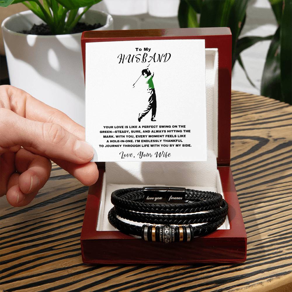 Husband- Hole-in-one-Men's "Love You Forever" Bracelet